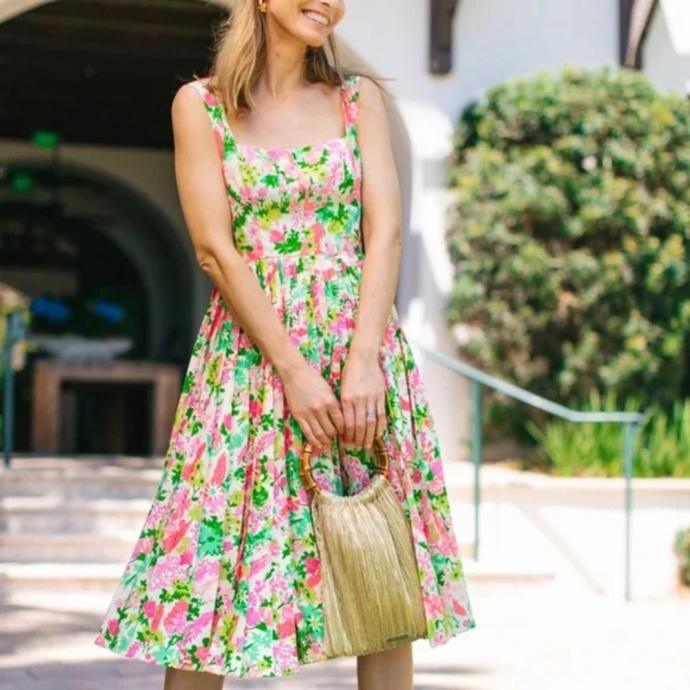 Tuckernuck Pink and Green Floral Pleated Sundress - Picture 5 of 5